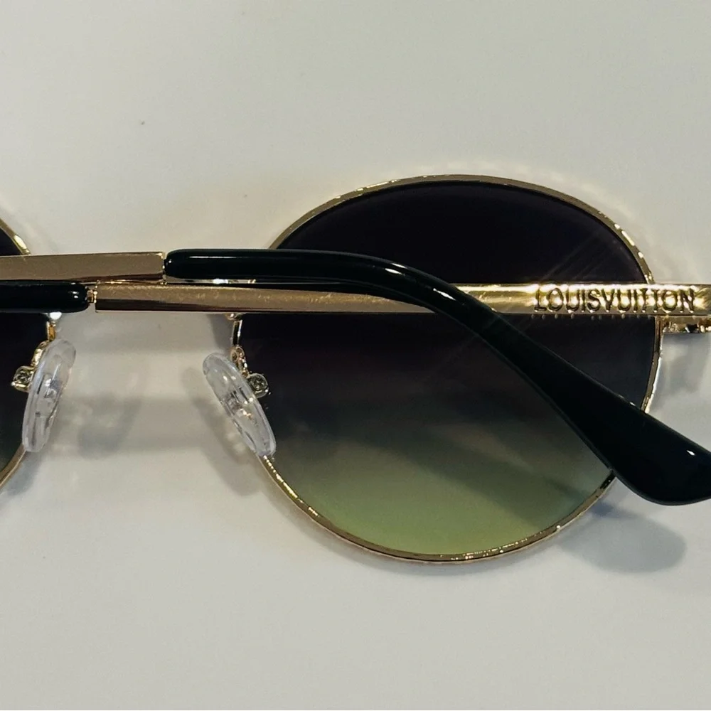 G29634 57/15/140 Sunglasses Round Gold Sunglasses/Gradient Brown & Green lenses